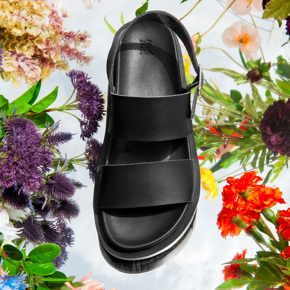 Santorini Sandals Leather Black 552#