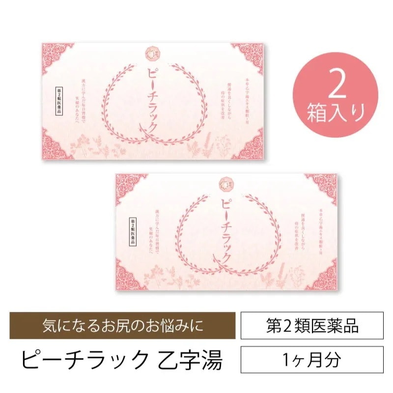 【第2類医薬品】2箱セット ピーチラック 漢方 乙字湯 痔 64包 本草乙字湯 エキス顆粒-H 漢方 生薬 サプリメント ぢ いぼ痔 きれ痔 便秘 脱肛 トウキ サイコ　オウゴン