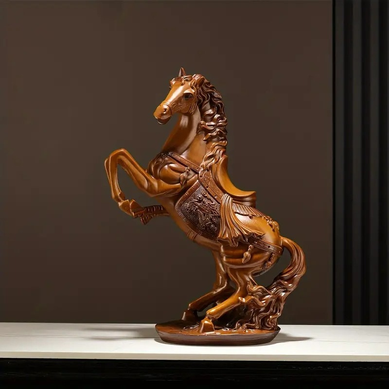 置物 馬 オブジェ ブラウン ブラック レッド 樹脂 彫刻 インテリア ホームデコ お洒落 かっこいい ヴィンテージ調 リビング オフィス 書斎 4-7 16,000円
