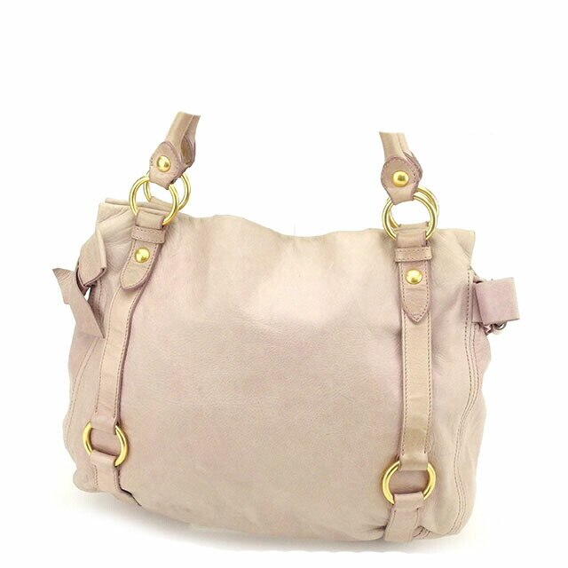 ハンドバッグ ボストンバッグ リボンモチーフ ピンク 中古