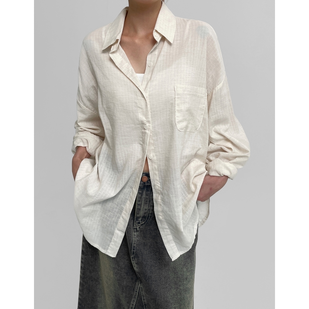 ブラックアップフォーキンサマーストライプルーズフィットシャツ