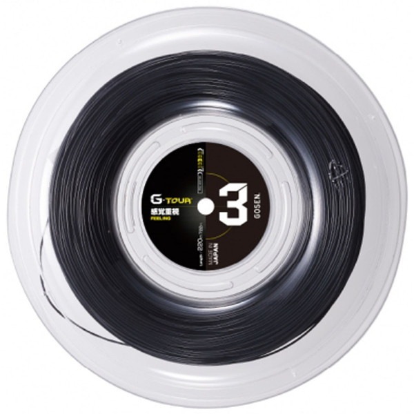 (ゴーセン) 硬式テニス用 ガット ジーツアースリー G-TOUR 3 17L ブラック 220mロール 1.18mm TSGT322BK
