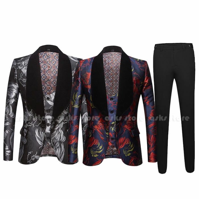 キャンペーンメンズスーツ ステージ衣装 3点セット ジャケット パンツ スーツセット 全2色 紳士服 舞台衣装 スーツジャケット ジレ スリム 団体 演出服 結婚式 イベント 宴会 礼服 コンサート