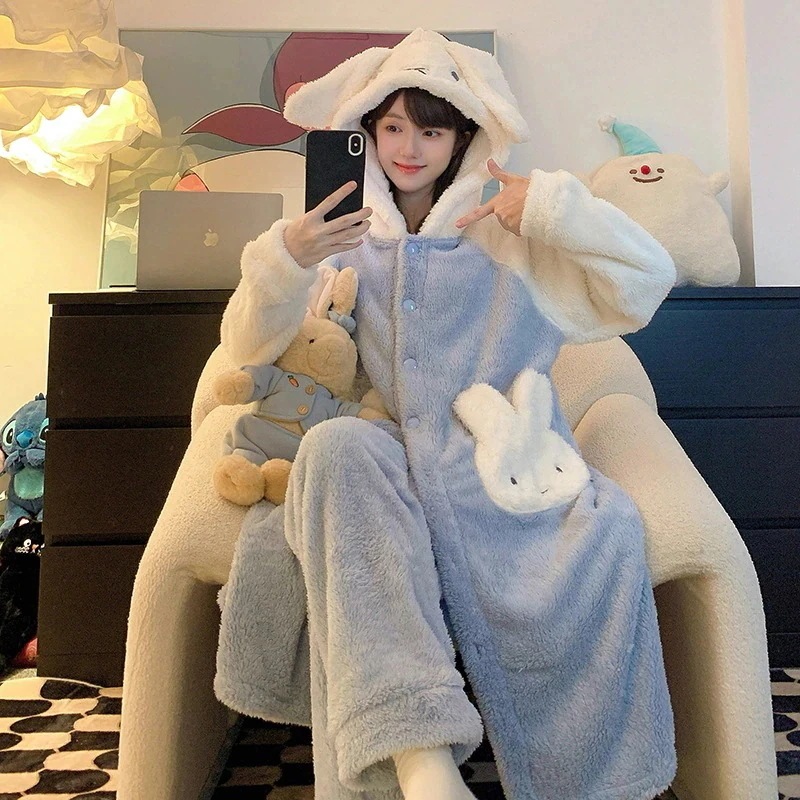 【最新モデル登場！！】 【速達!】カートゥーンミッフィーウサギサンゴ絨毯パジャマ加絨外着シュリンプ学生部屋着セット9