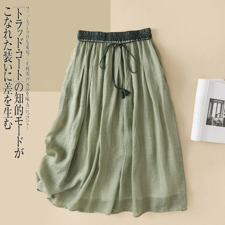 【楽天人気アイテム】 森ガール 混色 ボウタイ Aライン ロング スカート