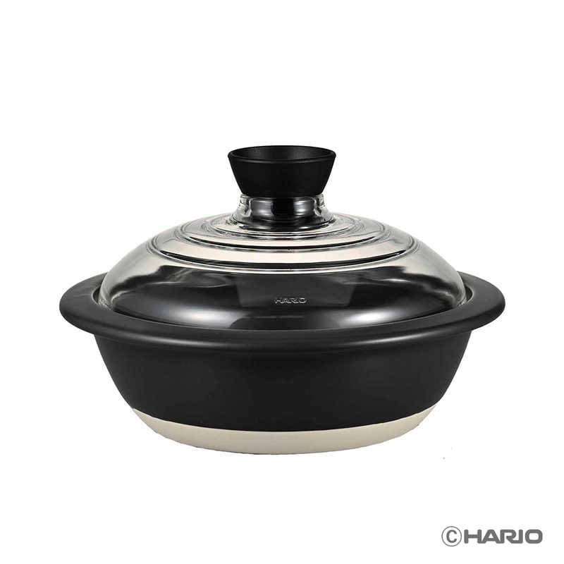 ハリオ　フタがガラスの土鍋8号 ホワイト　GDN-225-B-W