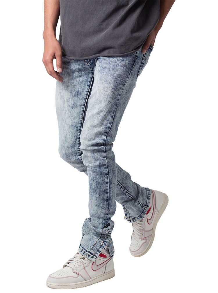 デニムパンツ ミニマル スキニー スリム 裾ジップ Gパン ジーンズ ウォッシュ加工 メンズ ブランド 大きいサイズ おしゃれ 人気 黒