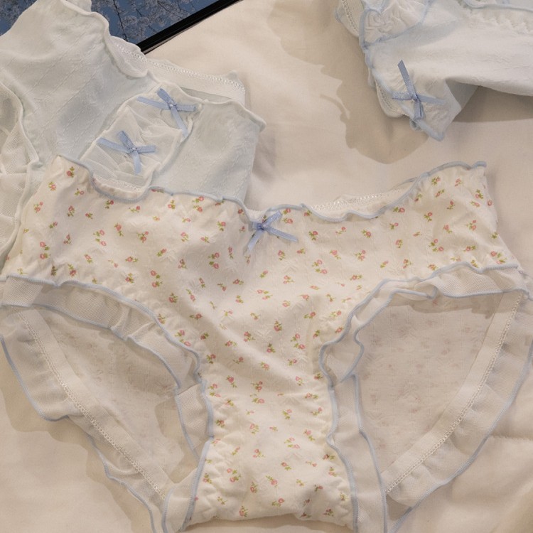 10個セット 甘い小花風パンツ女性純綿中腰抗菌通気バッグヒップ三角パンツ