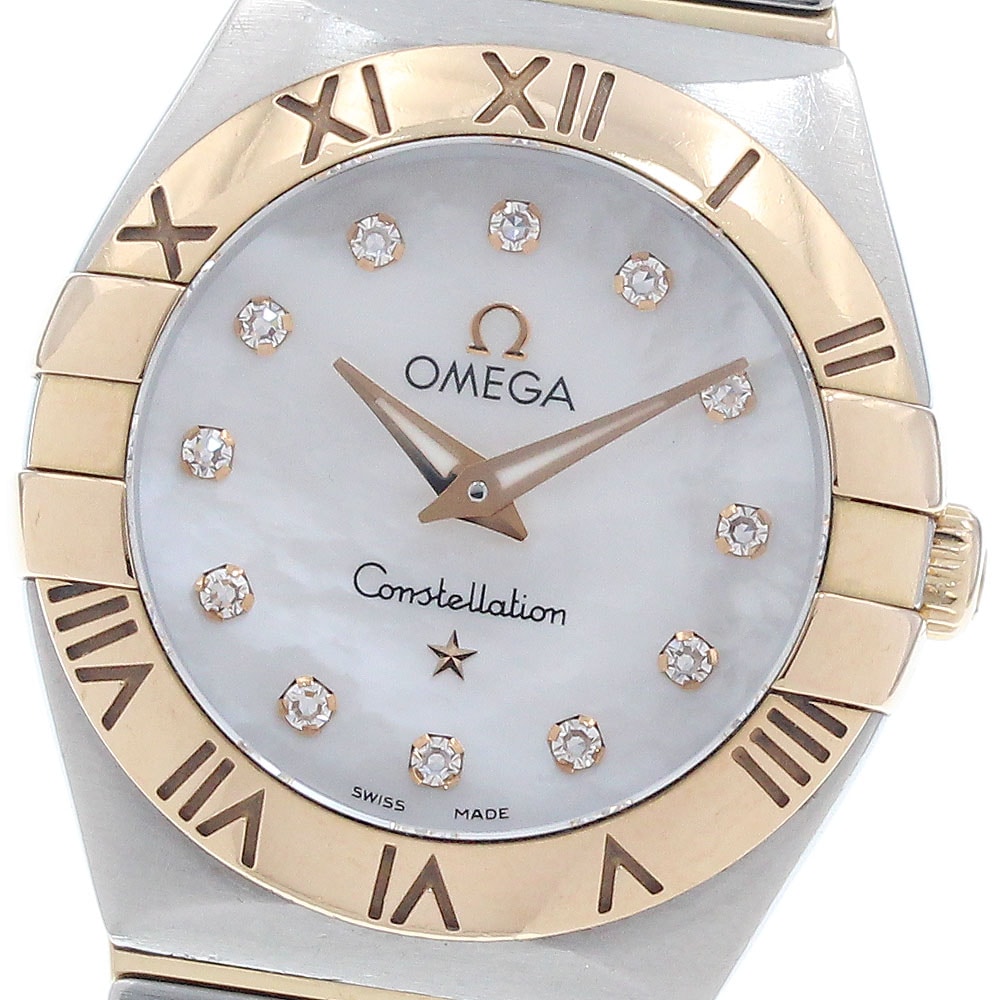 オメガ OMEGA 123.20.24.60.55.001 コンステレーション ブラッシュ 12Pダイヤ クォーツ レディース 保証書付き_951398【中古】