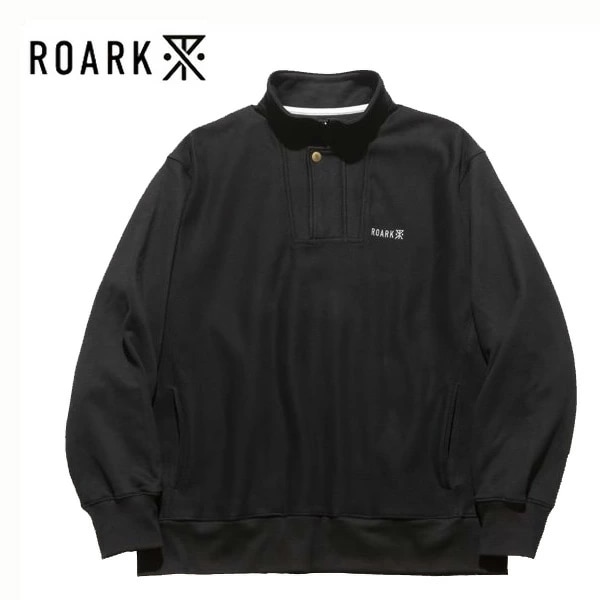 THE ROARK REVIVAL(ロアークリバイバル)LOGO H/Z SWEATアートロゴ刺繍ハーフジッププルオーバースウェットCOLOUR:BLACK日本代理店正規品