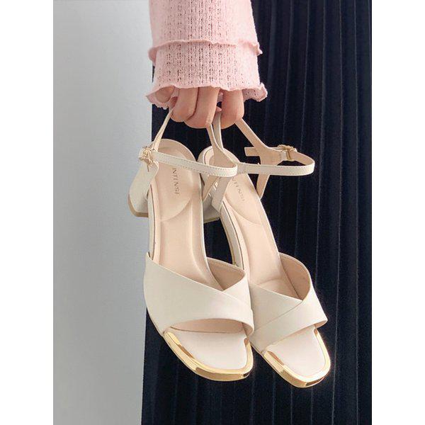 インテンス 女性 Vカット ミドル ヒール サンダル 5.5cm LCWW36I426