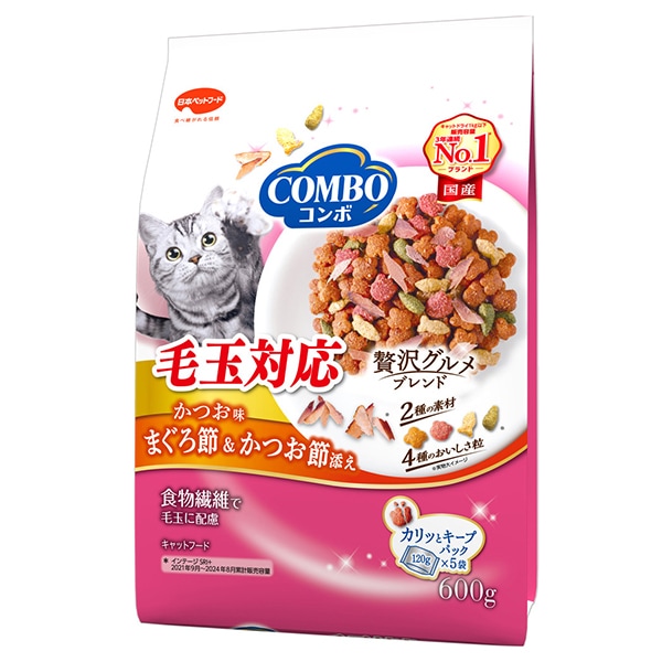 コンボ キャット 毛玉対応 かつお味・まぐろ節・かつお節添え 600g(120gx5袋)
