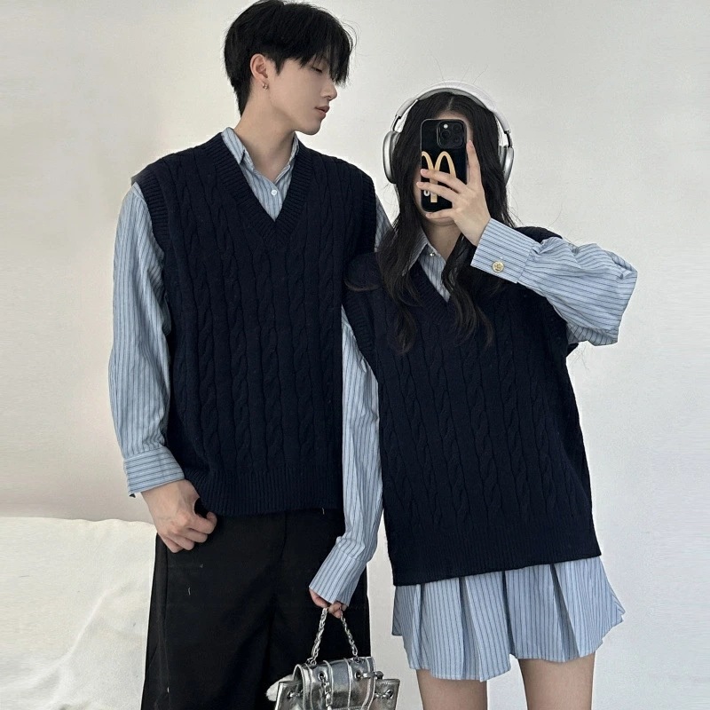 ペアルック メンズ ブランド シャツ セーター レディース ワンピース 2点セット ストライプ ファッション おしゃれ ペアルック カップル お揃い 服 トップス クリスマス プレゼント リンクコーデ