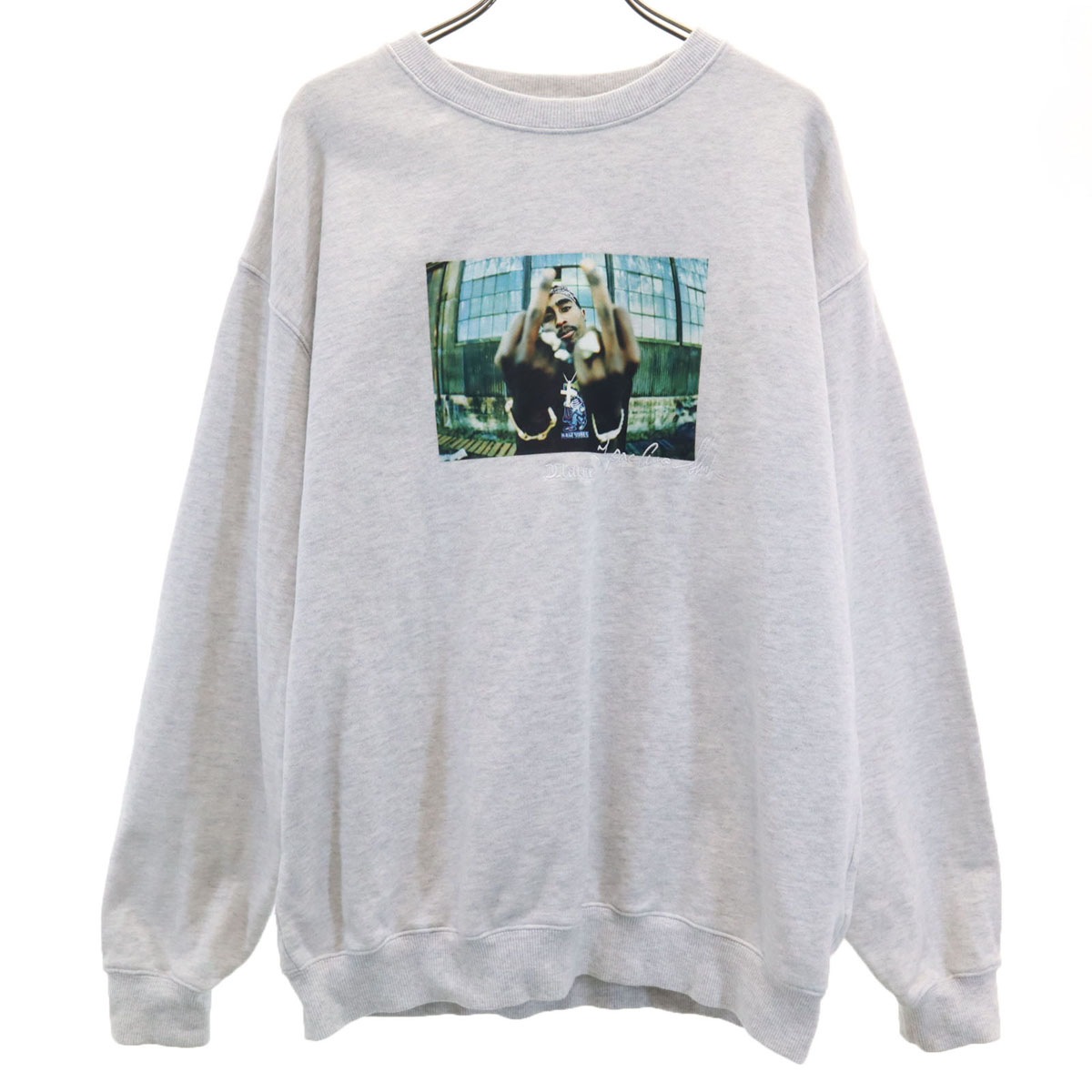 2PAC 長袖 トレーナー M ライトグレー メンズ 古着