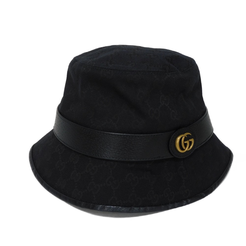 【中古】 帽子 ダブルG M 58cm 美品 オリジナル GGキャンバス バケット ハット GGマーモント 735219 4HG53 1060