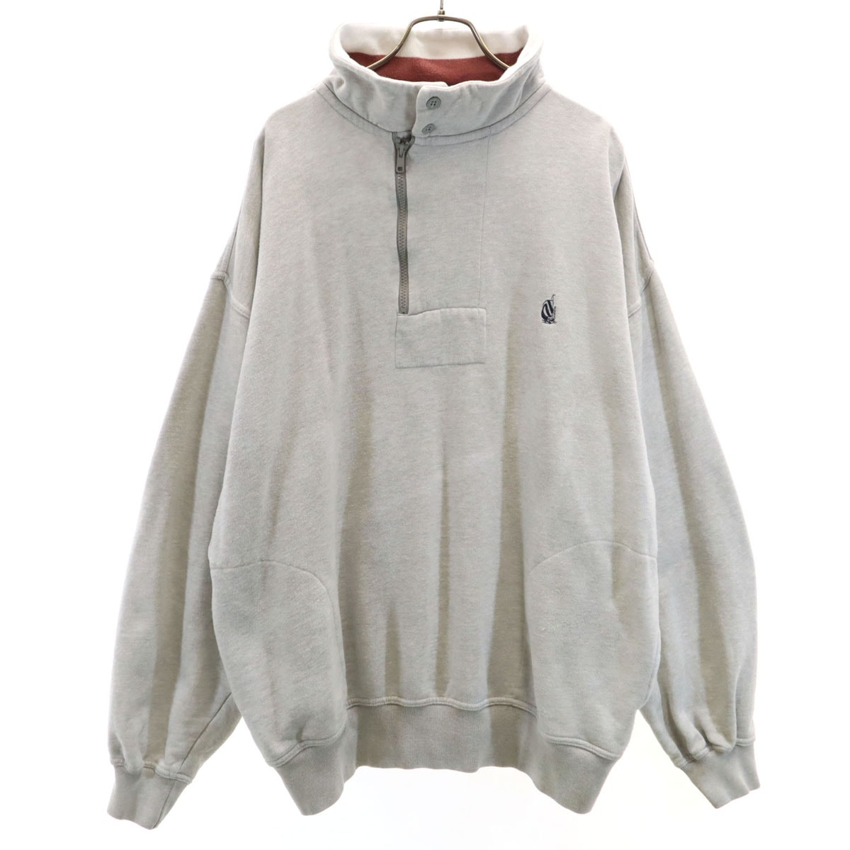90s オールド 長袖 ハーフジップ スウェット XL グレー メンズ 古着