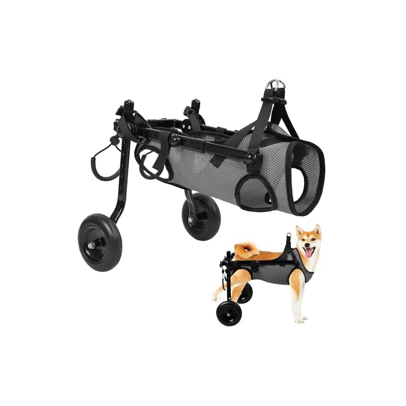 BECEMURU 犬用車椅子 歩行器 歩行補助 軽量 犬介護 補助輪 犬用カート サイズ調整可能 ２輪犬用カーと 犬リハビリ用具 犬ヘルスケア (グレー(M)) 12,871円