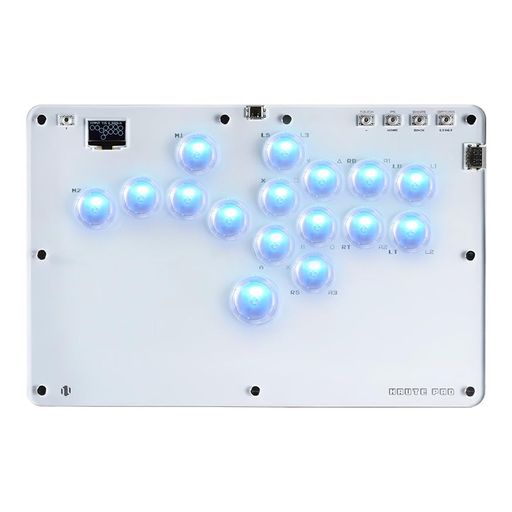 Haute42 アケコン レバーレス コントローラー レバーレスアケコン R16ホワイト 膝置き可 極薄の厚さ 天板広め ボタン枠の追加 ボタンが外れずに 格ゲー向け For PC Switch PS