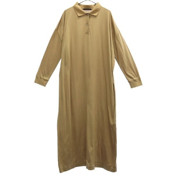 日本製 長袖 シャツワンピース ベージュ系 レディース