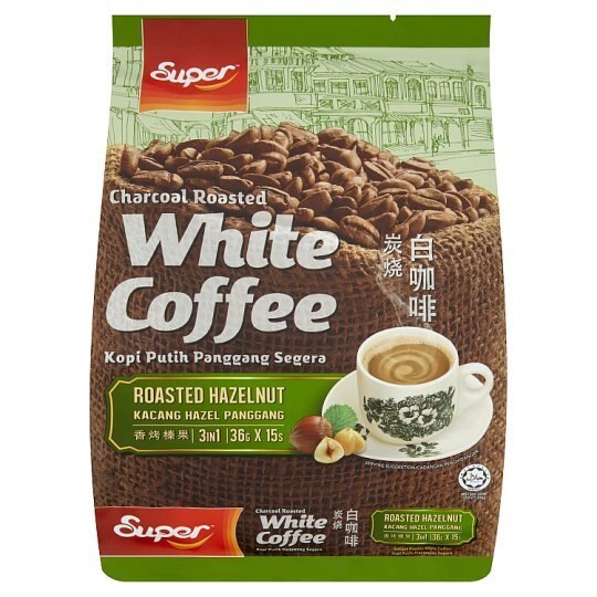 インスタントコーヒー Super Roasted Hazelnut 3 in 1 Charcoal Roasted White Coffee 15 Sachets x 36g (540g)