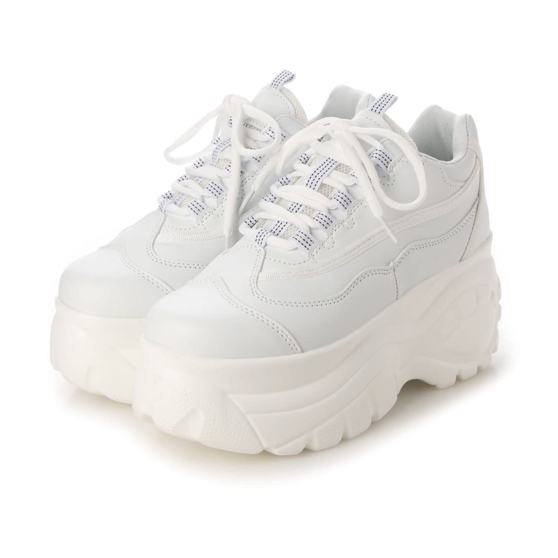 [デメテル] 軽量 厚底ソール レースアップ スニーカー レディース 5013-L29 (ホワイト, small)