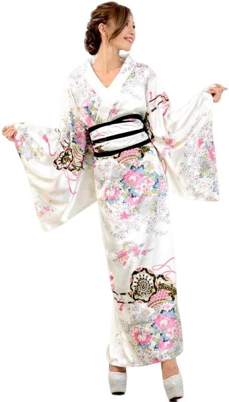 帯付き花魁和柄サテン着物ロングドレス キャバドレス コスプレ [0232]