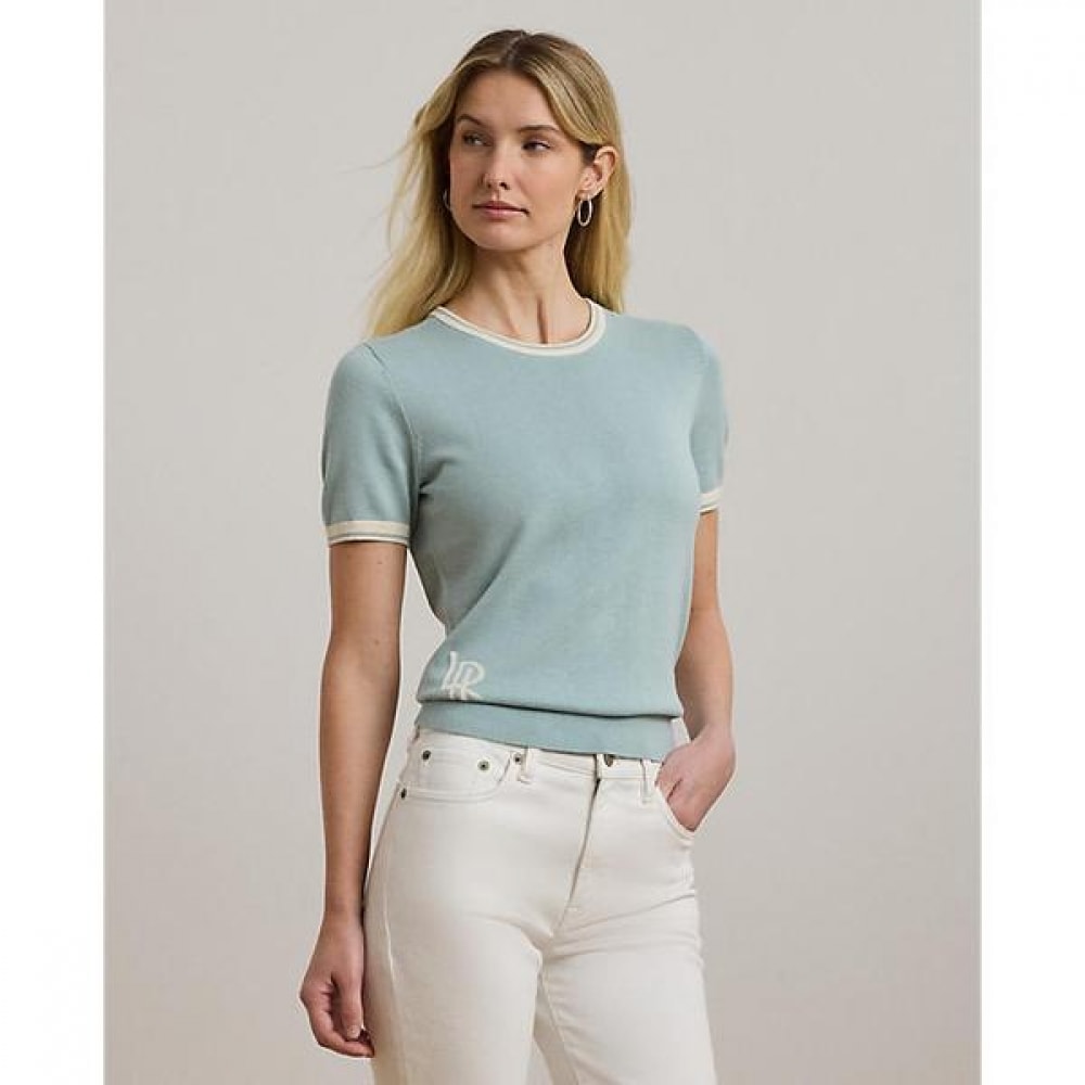 ローレンラルフローレンツートンカラーショートスリーブセーター (WMLRSWESN820159400)