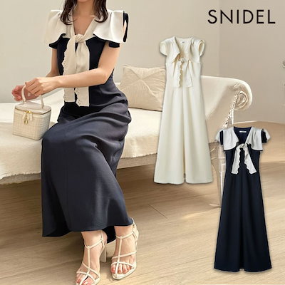レディース ワンピース ドレス snidel スナイデル 未使用 結婚式 SNIDEL ドット柄チュールブルーグレードレス (M) をレンタル