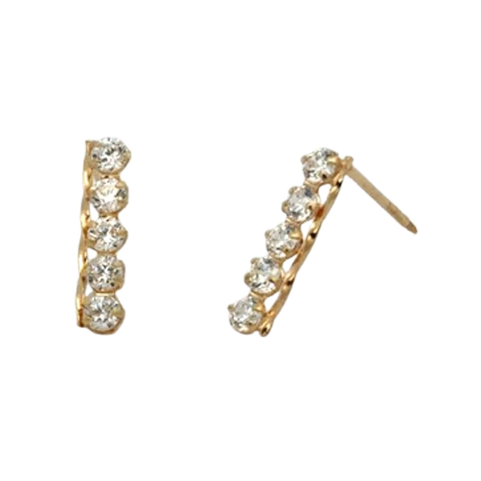 キュービックジルコニア デザインピアス K10イエローゴールド