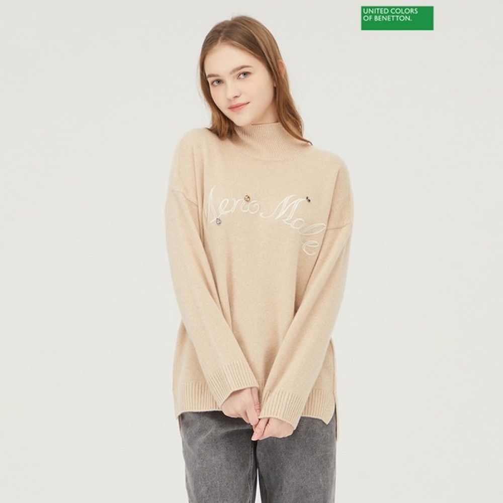 [ベネトン] ベネトンビーズ刺繍タートルネックニット BAKP74361_BE