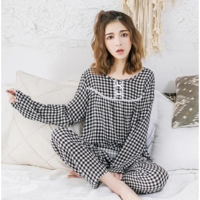 【迅速出荷】 パジャマ ルームウェア レディース 春夏秋 長袖パジャマ 綿ルームウェア チェック柄上下セット 風 大人可愛い 部屋着 寝巻きカジュアル オシャレ ギフト