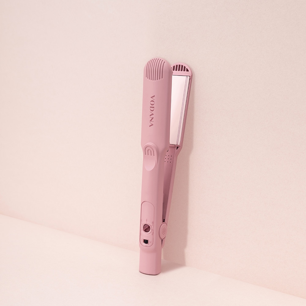 【ボダナ】ツイン ソフトバー ワイド ヘアアイロン ミルクティ ローズ