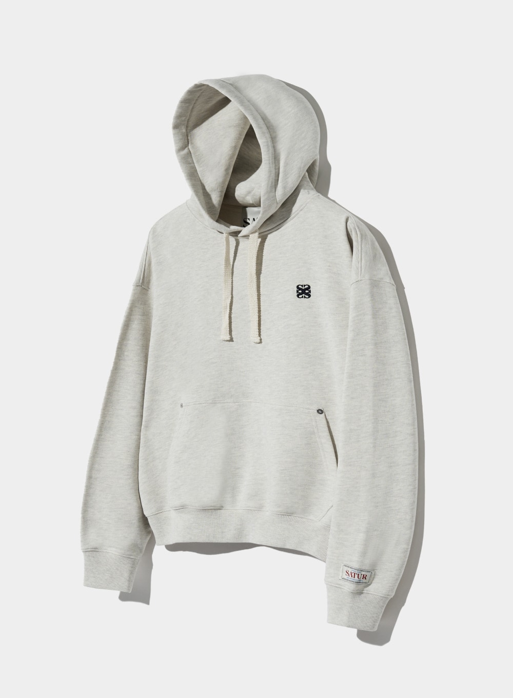 【SATUR】 CLASSIC SMALL LOGO RIVER HOODIE : MELANGE OATMEAL