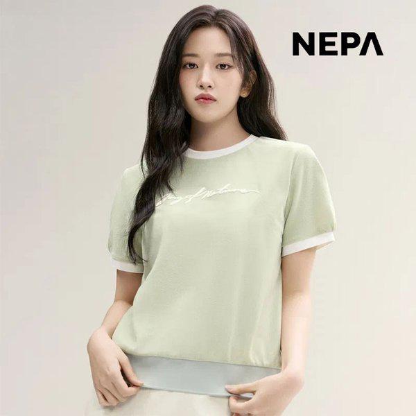 女性アイステリー半袖ラウンドTシャツ機能性冷感カジュアル日常夏半袖Tシャツ7M45318