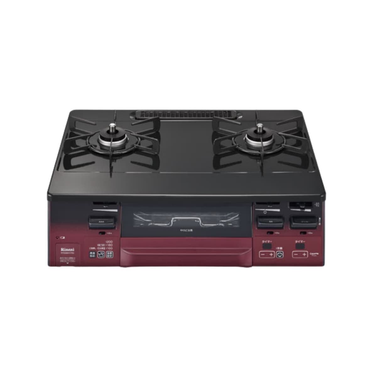 RT66WH1RG-BAR-LP　 プロパンガス ガスコンロ2口 右強火力 幅約59cm 料理 水無し両面焼き 消火機能 安全装置