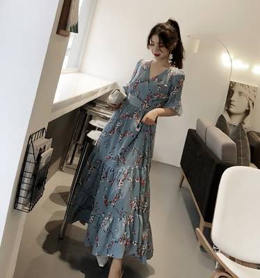 リゾート ワンピース XL 4XL 小カシュクール ロング丈 袖あり ネイビー 下半身カバー カジュアル 3XL 夏 おしゃれ 大きいサイズ Aライン ブルー ワンピ 青 5分袖 50代 2XL ミモ