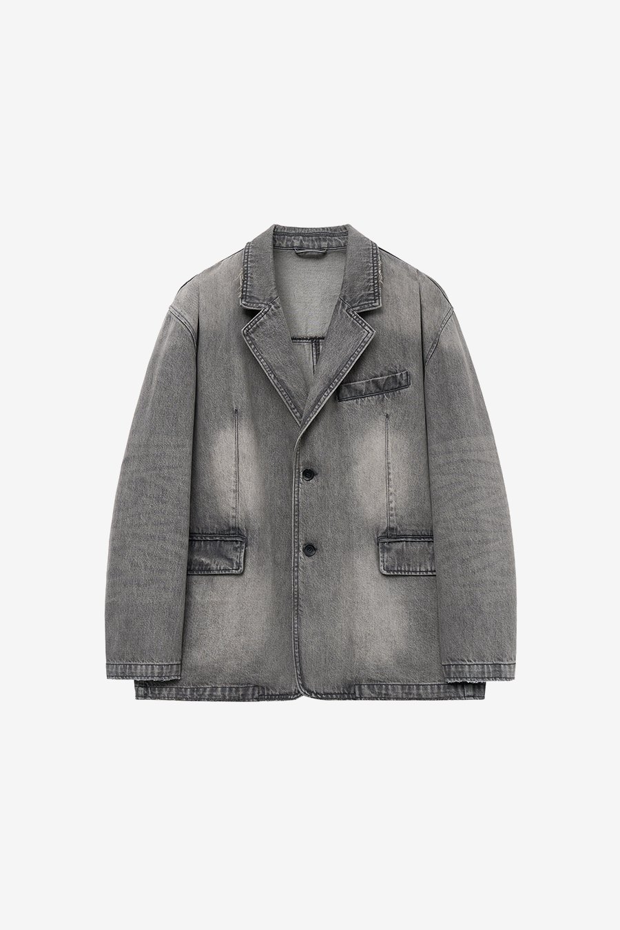 【INSILENCE】 BRUSHED DENIM BLAZER : WASHED GREY