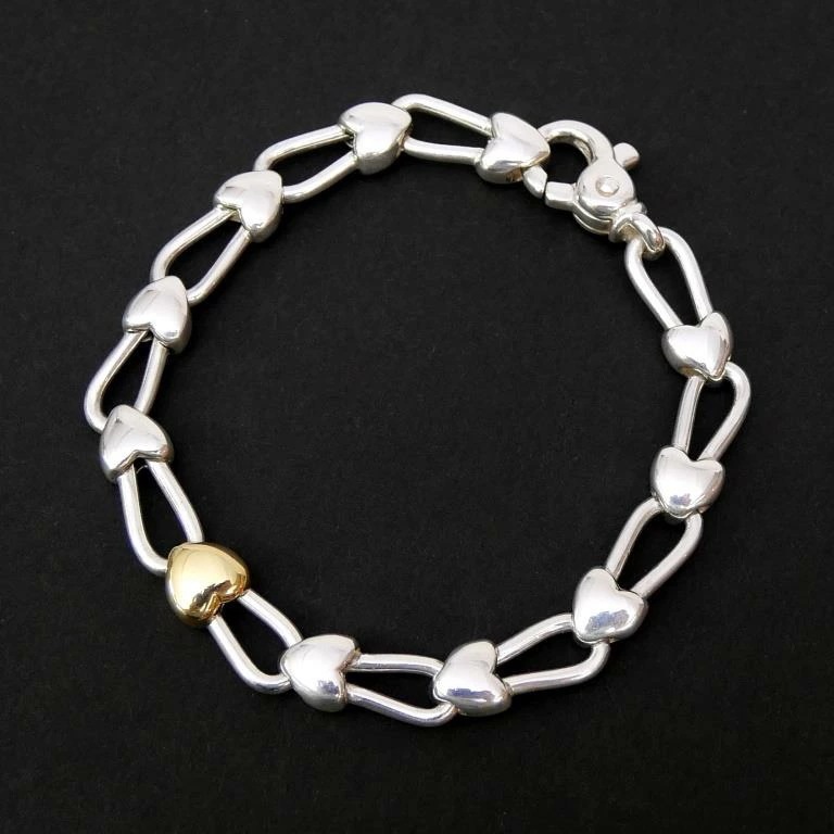 ティファニー TIFFANY&Co. ブレスレット ハートロックチェーン /シルバーゴールド/SV925750【中古】(68704)