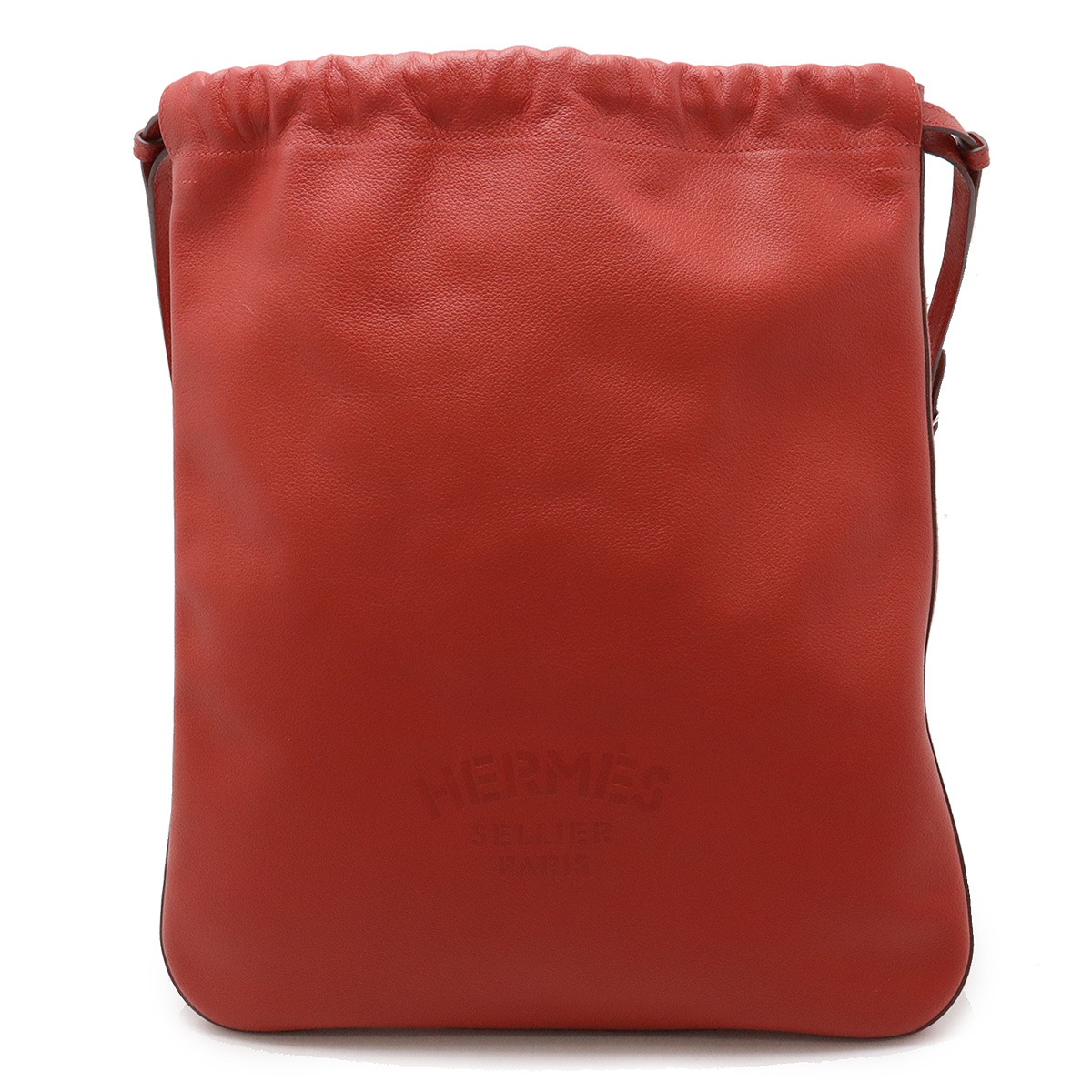 ブリダド ロゴ ショルダーバッグ 2WAY リュックサック バックパック レザー レッド 赤 シルバー金具 D刻