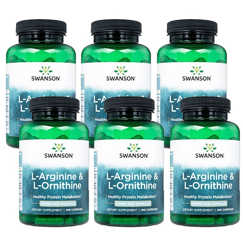 【使用期限：2025年8月】 スワンソン　L-アルギニン&L-オルニチン 100錠 6本 Swanson L-Arginine&L-Ornithine 海外発送 日時指定不可 ヤマト国際便発送