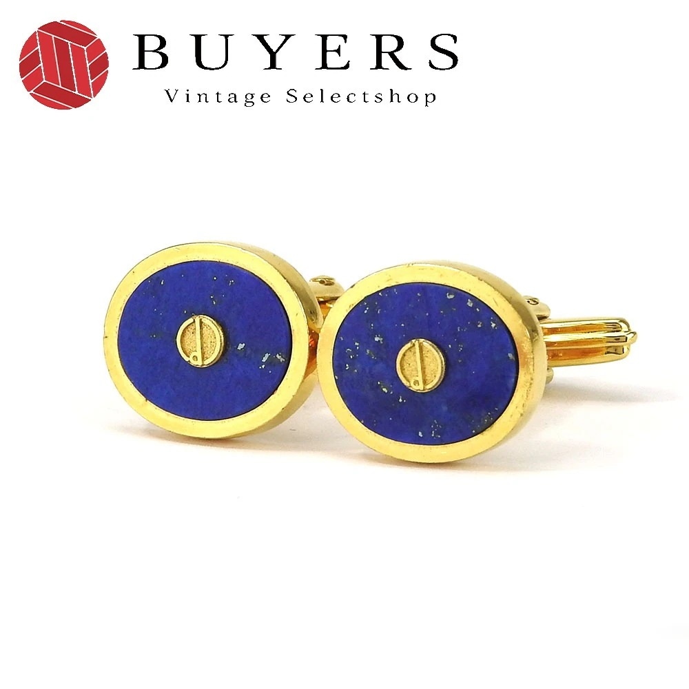 中古 カフス ラピスラズリ メタル ブルー ゴールド ゴールド金具 ビジネスマン オシャレ アクセサリー メンズ 男性