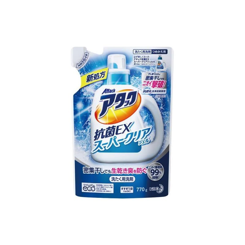 花王 アタック抗菌EXSPクリアジェル 詰替770g×5 770グラム (x 5)