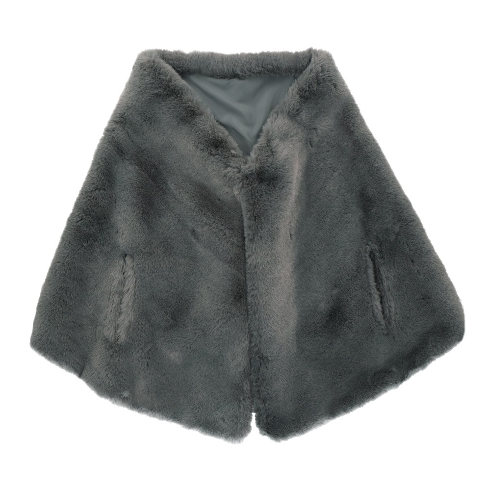 エコファー ケープ 2way マフラー レッキスラビット風 ストール 大判 ふかふか ふわふわ フェイクファー 冬 秋 ラビット ファー 防寒