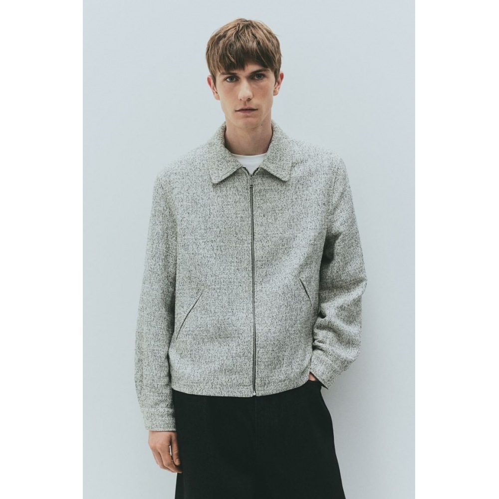 H&M レギュラーフィットシャツジャケットグレーメランジ