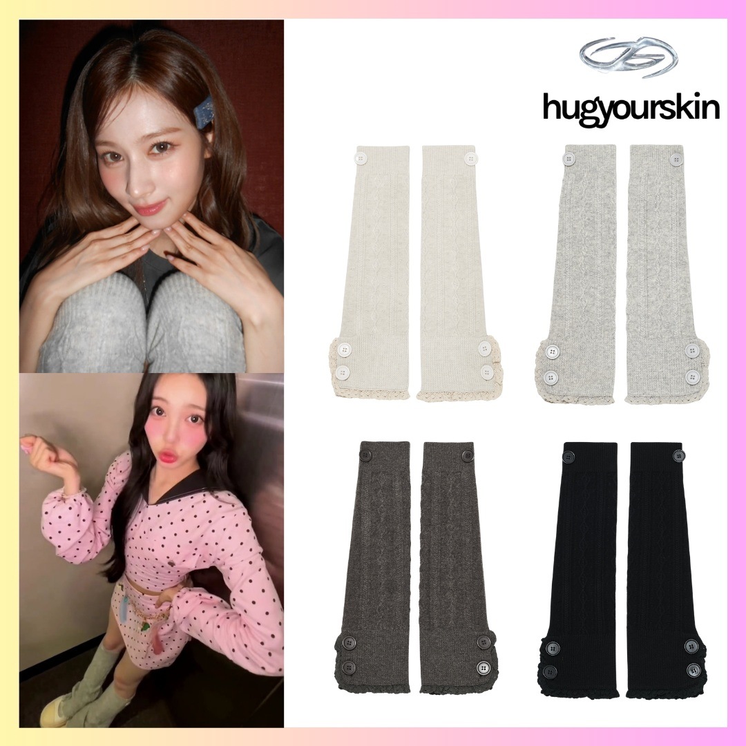 [TWICE サナ / Hearts2Hearts イアン 着用] Button cable knit leg-warmer 4 Colors + FREE OMAKE レッグウォーマーレディース冬