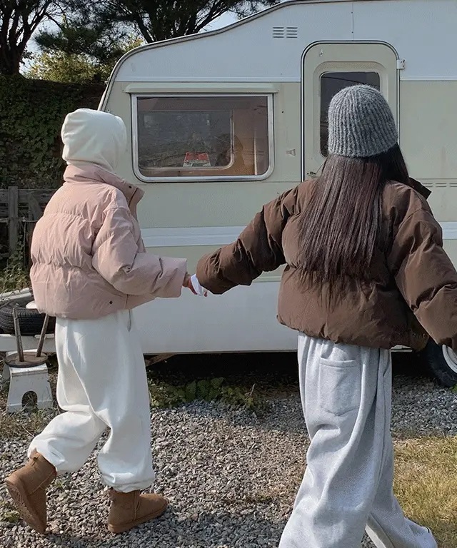 [ウェロン詰め物] マット つや消し レザー クロップ ダウン - 5color