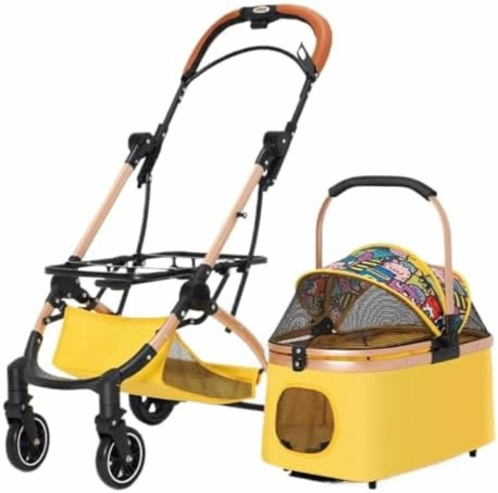 ペットカート ベビーカー 犬 猫 バギー 多頭 ペットバギー 中型犬および大型犬用の多機能ペットベビーカー 屋外旅行用犬カート ポータブルで折りたたみ可能 犬カート