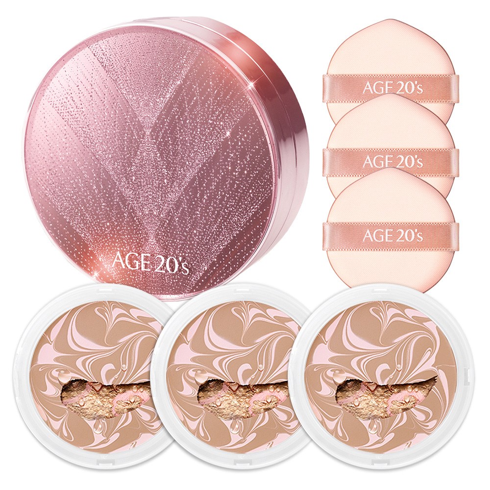 エイジトゥウェニストゥインクルエディションエッセンスカバーファクトケース+詰め替え12.5g x 3pピンクミディアムベージュ...1セット