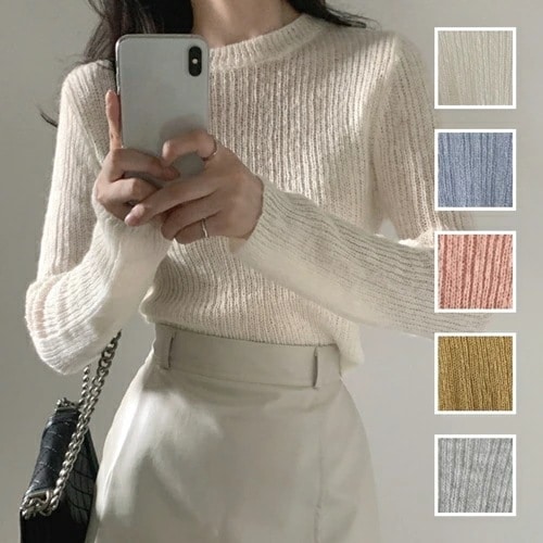 ニット セーター 韓国 ファッション レディース 秋 冬 カジュアル コーデ シンプル 定番 セレカジ 20代 30代 40代 2025 リブニット クロップド プレーン 着回し