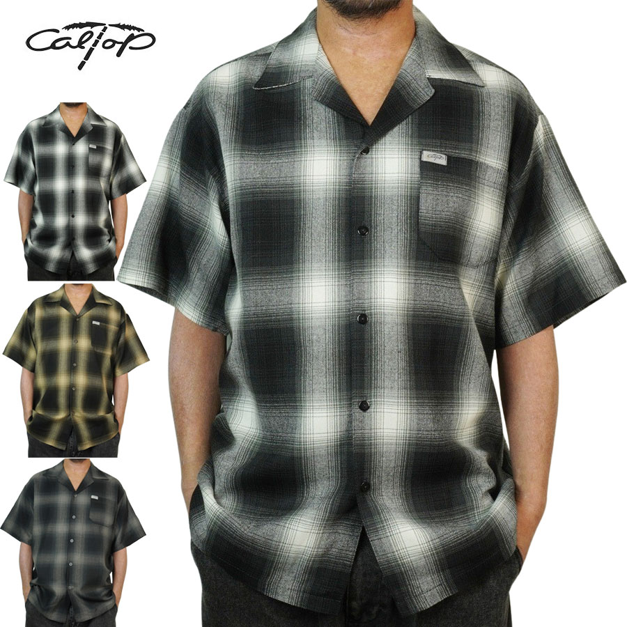 当店別注！ CALTOP キャルトップ カルトップメンズ シャツスペシャルオーダー 7007 OMBRE SHORT SLEEVE SHIRTS開襟 オープンカラーオン